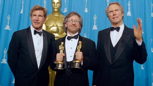 Harrison with Steven Spielberg at 66th Academy Awards