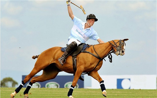 Prince Harry in action during a Polo match