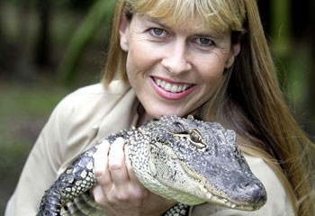 Terri Irwin with a Crocodile Baby