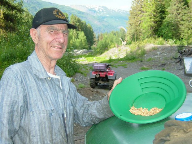 John Schnabel with The Gold Collected From His Gold Mining
