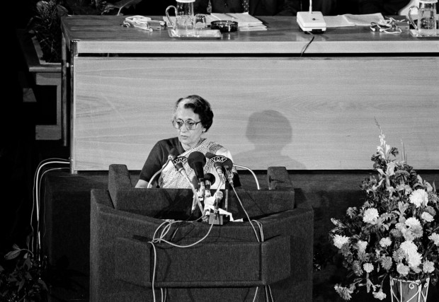 Former Prime Minister of India Indira Gandhi at Speech