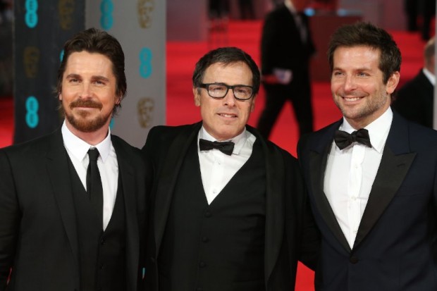 Christian Bale with Bradley Cooper and David O. Russell