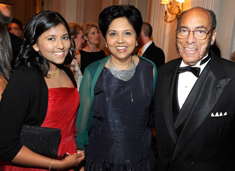 Indra Nooyi and her Daughter with Earl Graves