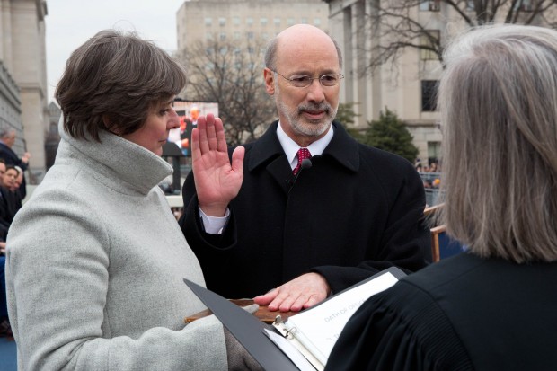 Wolf takes the oath of office as Governor on January 