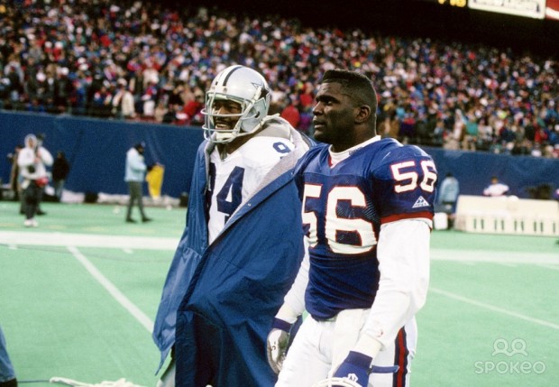 New York Giants linebacker Lawrence Taylor in action against the Dallas Cowboys
