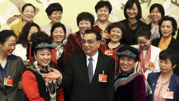 Chinese premier Li Keqiang celebrating International Womens Day