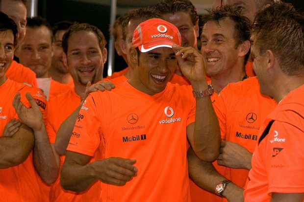 Hamilton And Team Celebrate His Maiden Formula One World Championship Title