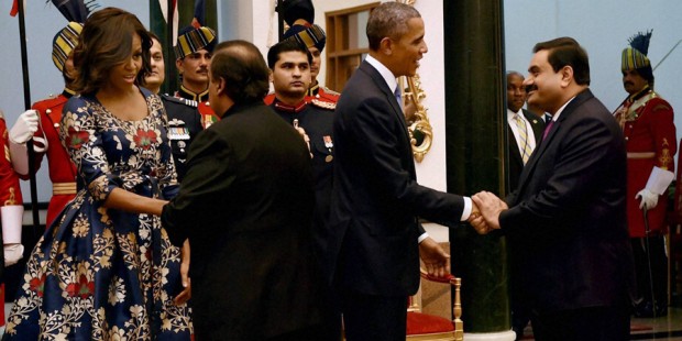Gautam Adani shaking hands with US President Barck Obama