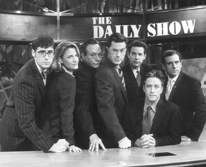 Stephen Colbert (4th from left) with Co Actors