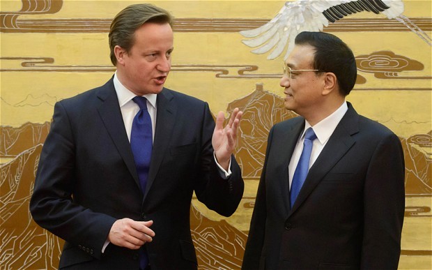 David Cameron, left, with Chinese Premier Li Keqiang in Beijing