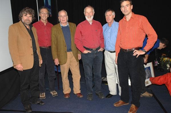 Reinhold Messner, Stephen Venables, Doug Scott, Chris Bonnington, Russell Brice with Kenton Cool