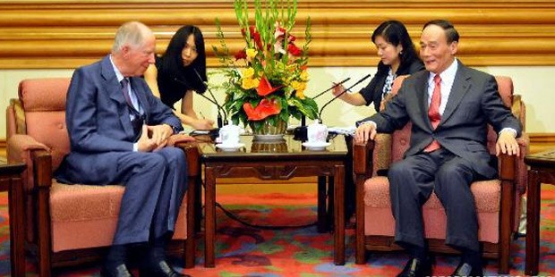 Chinese Vice Premier Wang Qishan (R front) meets with Jacob Rothschild