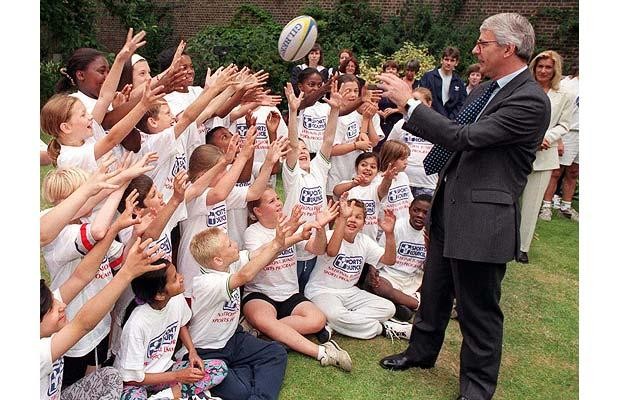 John Major Plays Rugby with Young Sports Enthusiasts