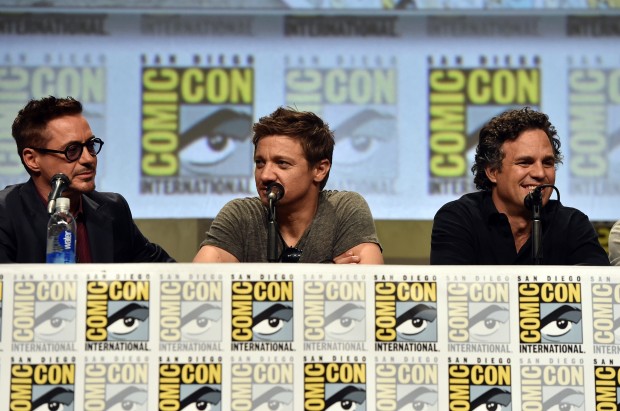 Robert Downey Jr, Jeremy Renner And Mark Ruffalo At Comic Con