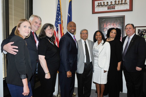 Sen. Tim Scott and his staff in the Hart Senate Office Building as part of Music Industry Leaders
