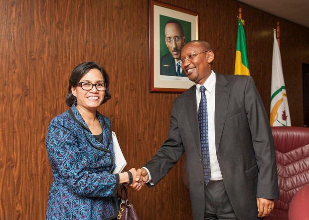 Sri Mulyani Indrawati with Rwangombwa John