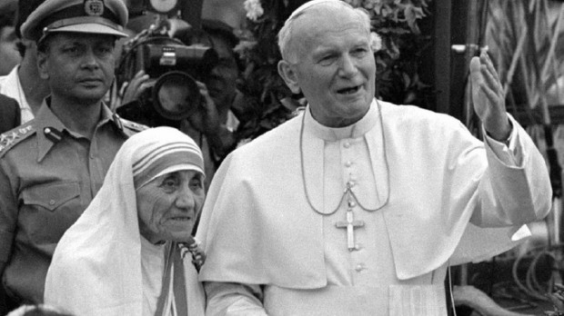 Mother Teresa with Pope John Paul II