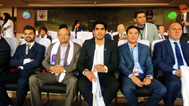 Vijender Singh watching ISL football match