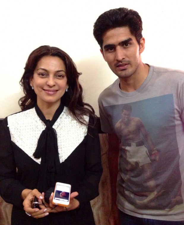 Vijender Singh with Indian actress Juhi Chawla