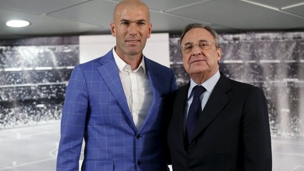 Zinedine Zidane with Florentino Perez
